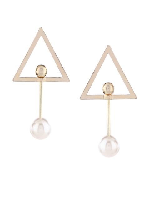 

Kazo Gold-Toned & White Triangular Drop Earrings