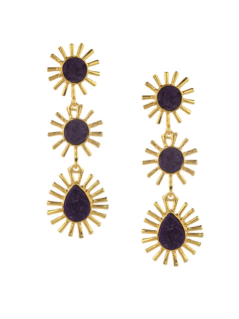 

Kazo Purple & Gold-Toned Circular Drop Earrings