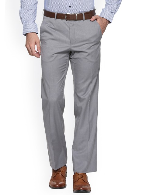 

Van Heusen Men Grey Solid Formal Trousers