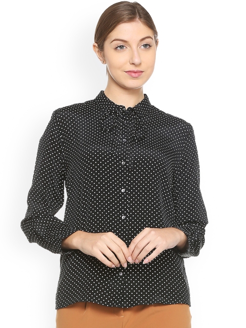

Van Heusen Woman Black & Off-White Printed Casual Shirt