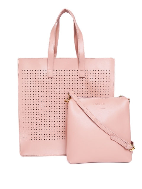 

ether Pink Solid Handheld Bag with Pouch