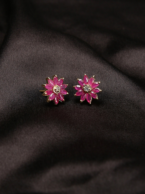 

Amavi Pink Floral Dahlia Studs