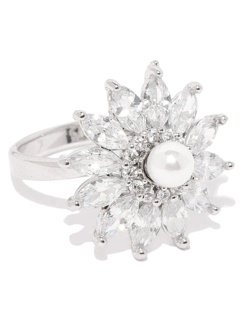 

Amavi Silver-Toned Flora Cocktail Ring