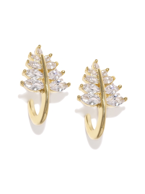 

Amavi Gold-Toned Leaf Shaped Half Hoop Earrings