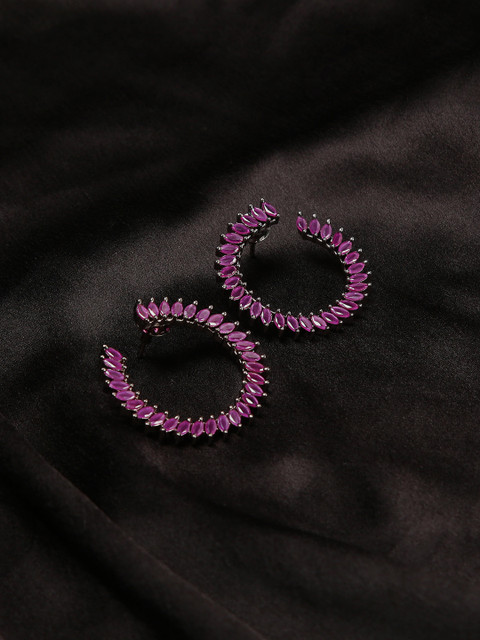 

Amavi Burgundy Circular Half Hoops Earrings