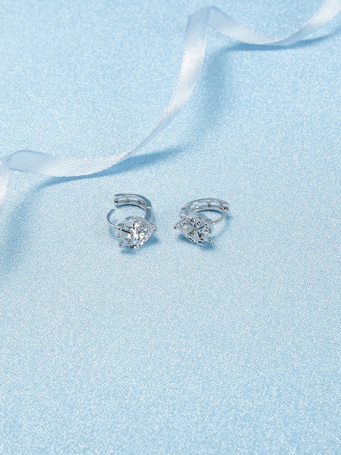 

Amavi Silver-Toned Heart Shaped Atlas Small Hoop Earrings