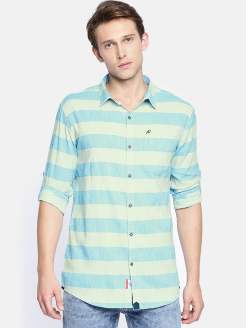 

Nature Casuals Men Blue & Off-White Regular Fit Striped Casual Shirt