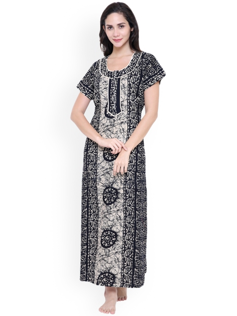 

Secret Wish Black & Off-White Printed Nightdress NT-E122-524