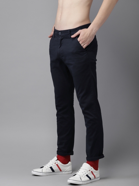 

HERE&NOW Men Navy Blue Slim Fit Solid Chinos