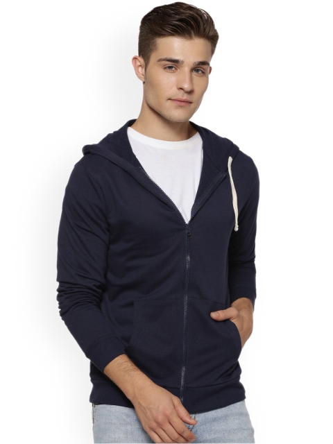 

Campus Sutra Men Blue Solid Hooded Sweatshirt