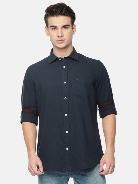 

ColorPlus Men Navy Blue Tailored Fit Solid Casual Shirt