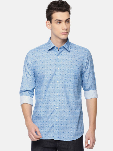 

ColorPlus Men Blue Tailored Fit Printed Casual Shirt