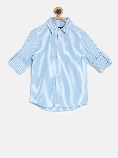 

The Childrens Place Boys Blue Regular Fit Striped Casual Shirt