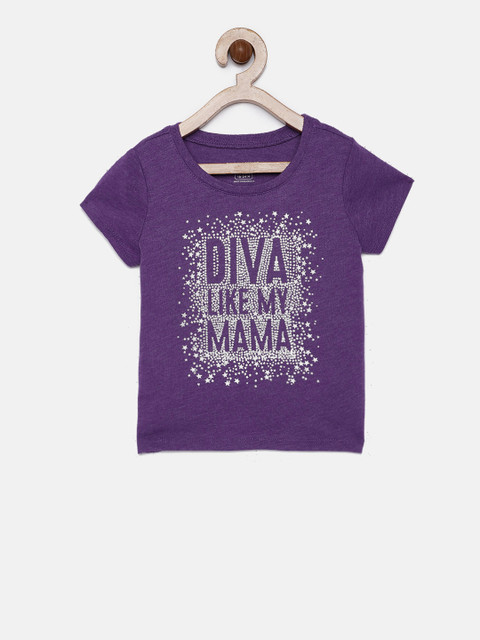 

The Childrens Place Girls Purple Printed Round Neck T-shirt