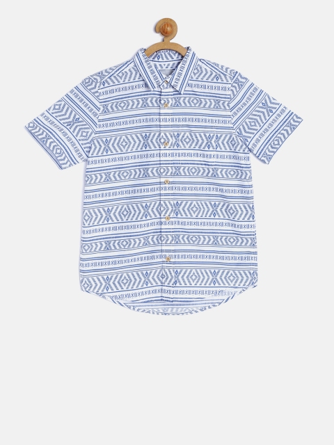 

The Childrens Place Boys White & Blue Regular Fit Printed Casual Shirt
