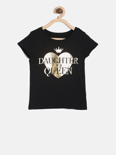 

The Childrens Place Girls Black Printed Round Neck T-shirt
