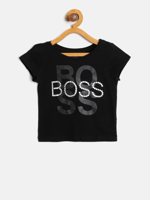 

The Childrens Place Girls Black Printed Round Neck T-shirt