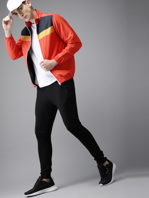 

HERE&NOW Men Orange & Navy Blue Colourblocked Tailored Jacket