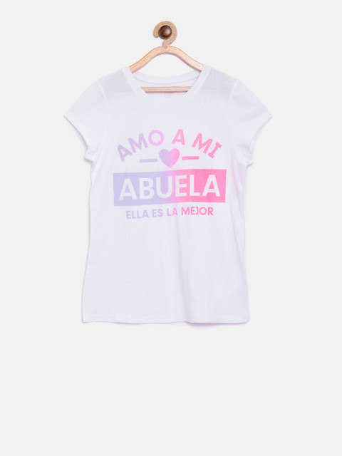 

The Childrens Place Girls White Printed Round Neck T-shirt