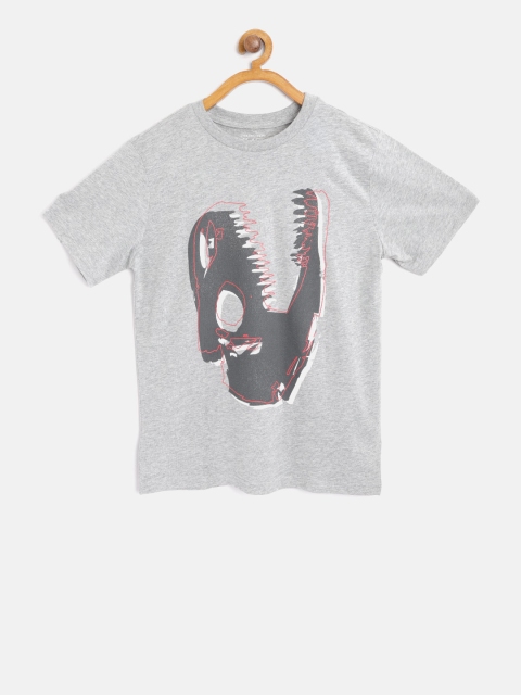 

The Childrens Place Boys Grey Melange Printed Round Neck T-shirt