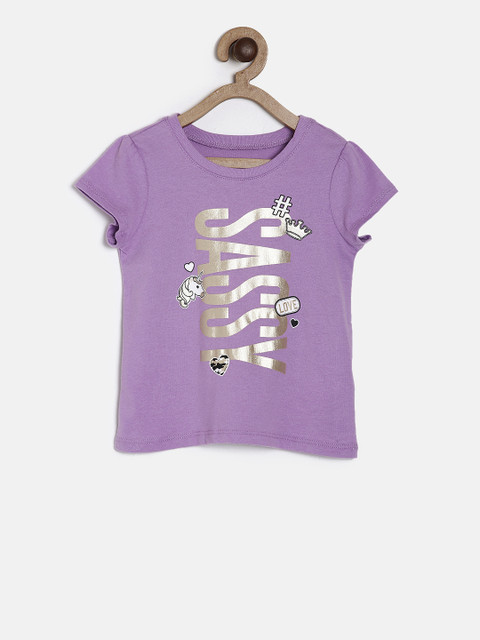 

The Childrens Place Girls Purple Solid Round Neck T-shirt