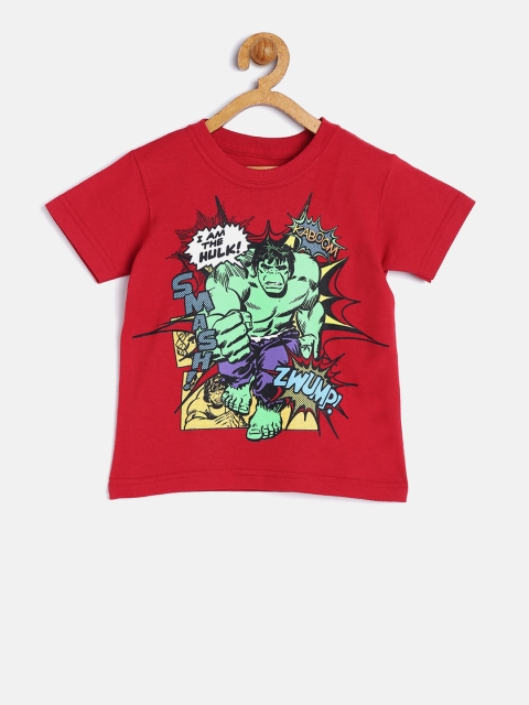 

The Childrens Place Boys Red Avengers Printed Round Neck T-shirt