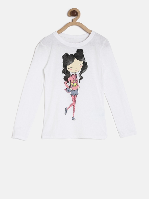 

The Childrens Place Girls White Printed Round Neck T-shirt