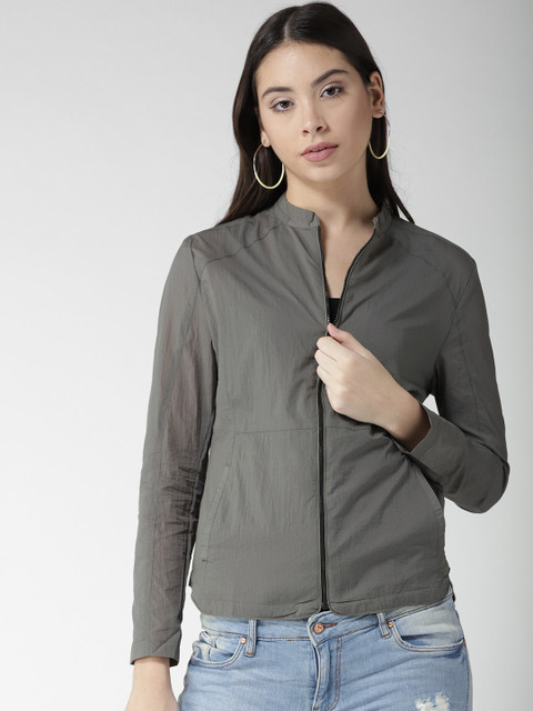 

Fort Collins Women Charcoal Grey Solid Sporty Jacket