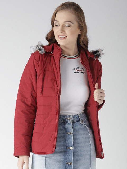

Fort Collins Women Red Solid Parka Jacket