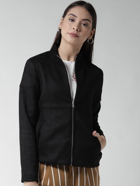

Fort Collins Women Black Solid Biker Jacket