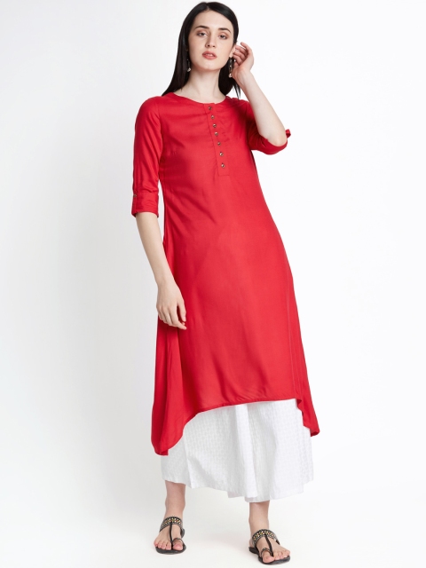 

RANGMANCH BY PANTALOONS Women Red Solid A-Line Kurta
