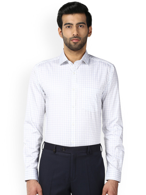 

Park Avenue Men White Slim Fit Checked Formal Shirt