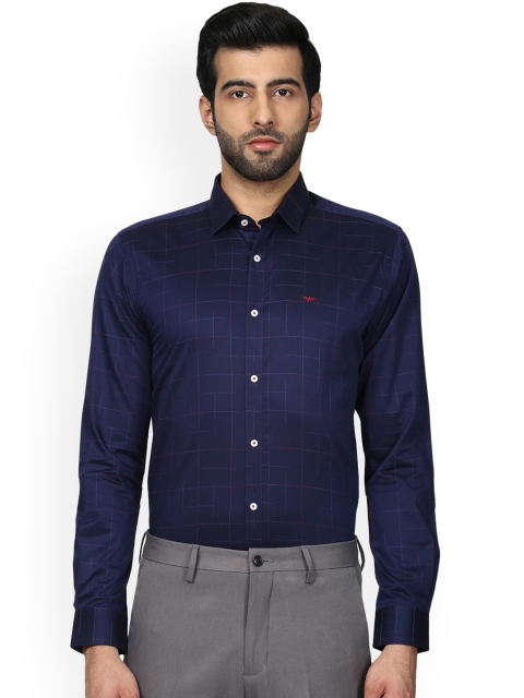 

Park Avenue Men Navy Blue Slim Fit Checked Formal Shirt