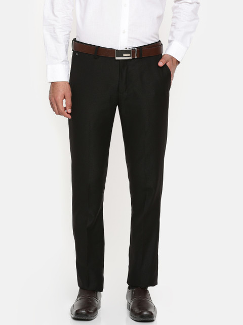 

Blackberrys Men Black Tapered Fit Solid Formal Trousers