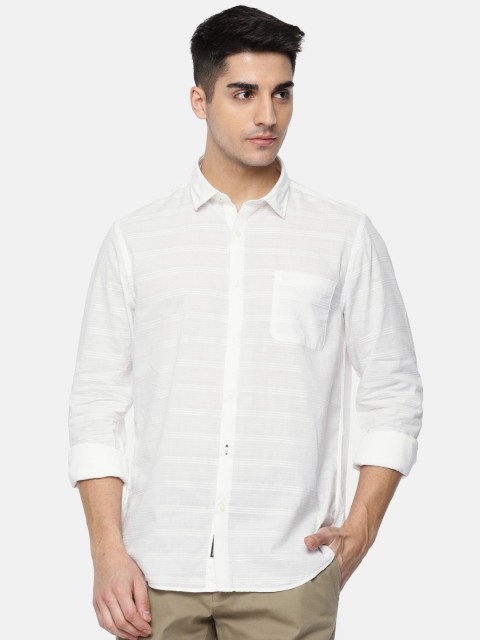 

Blackberrys Men Off-White Slim Fit Self Design Casual Shirt
