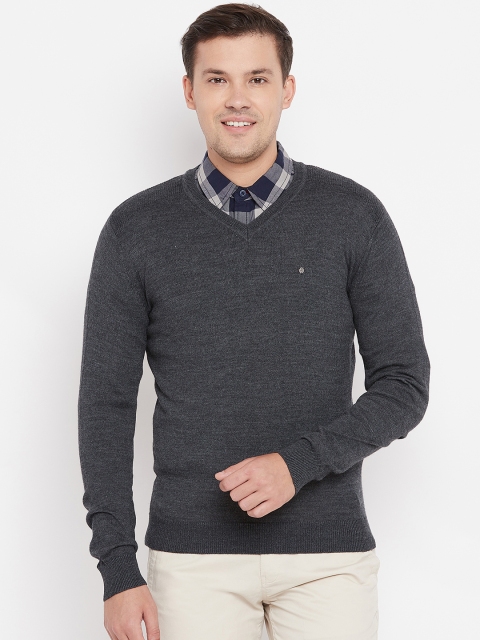 

Blackberrys Men Charcoal Grey Solid Pullover