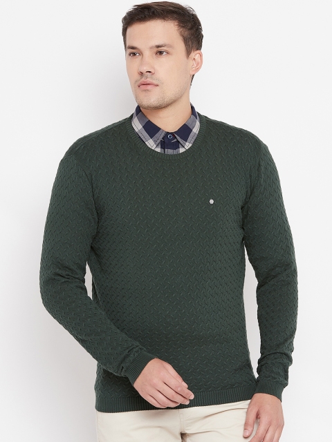 

Blackberrys Men Green Self Design Pullover