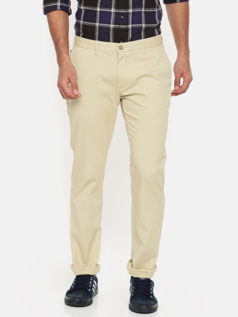 

Blackberrys Men Beige Sharp Regular Fit Self Design Trousers