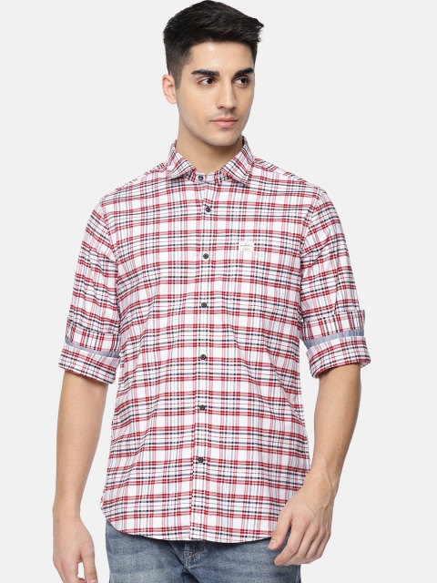 

Blackberrys Men White & Red Slim Fit Checked Casual Shirt