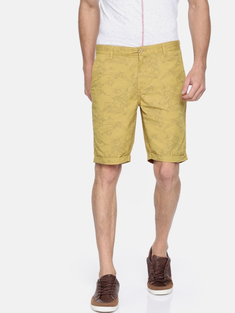 

Blackberrys Men Mustard Yellow Printed Shorts