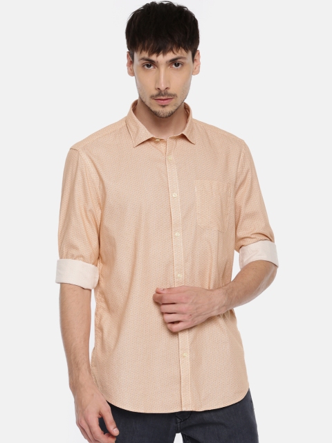 

Blackberrys Men Orange & White Slim Fit Printed Casual Shirt