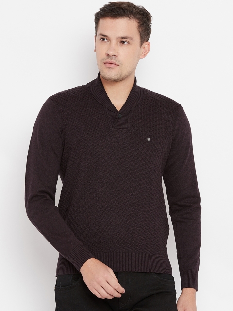 

Blackberrys Men Aubergine Self-Design Sweater, Purple