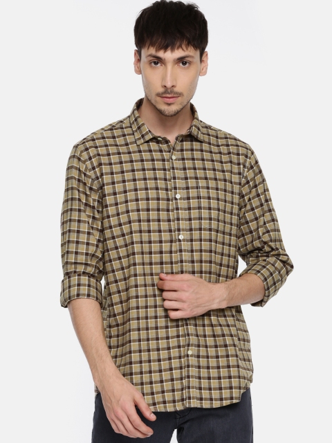 

Blackberrys Men Brown & Beige Slim Fit Checked Casual Shirt