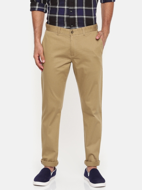 

Blackberrys Men Khaki Sharp Regular Fit Solid Trousers