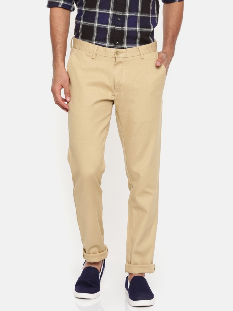 

Blackberrys Men Beige Sharp Regular Fit Solid Trousers