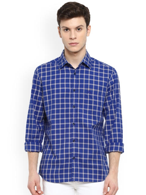 

Parx Men Blue Slim Fit Checked Casual Shirt