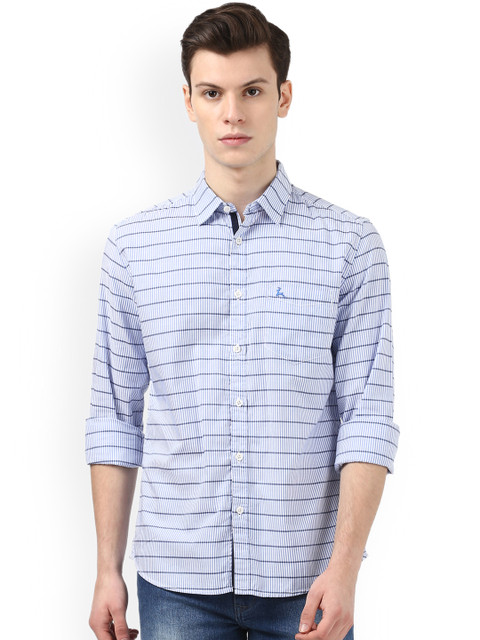 

Parx Men Blue Slim Fit Striped Casual Shirt