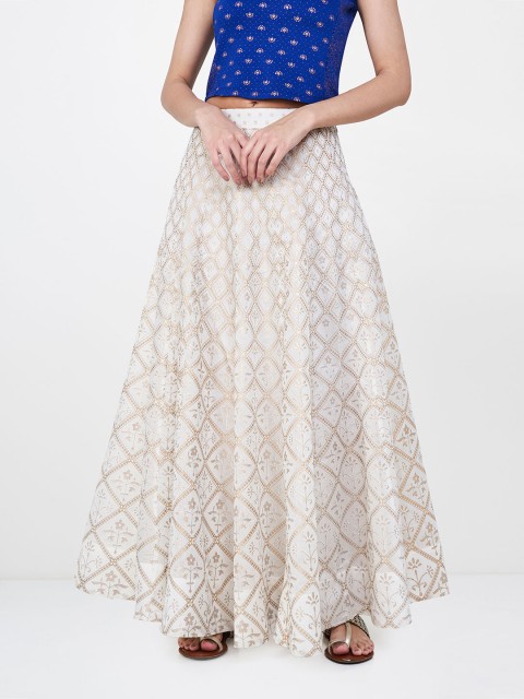 

Global Desi Women Off-white Printed A-Line Maxi Skirt