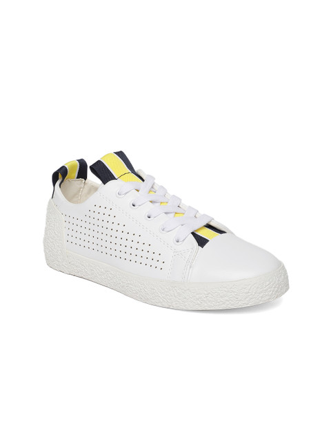 

Tresmode Women White & Yellow Sneakers