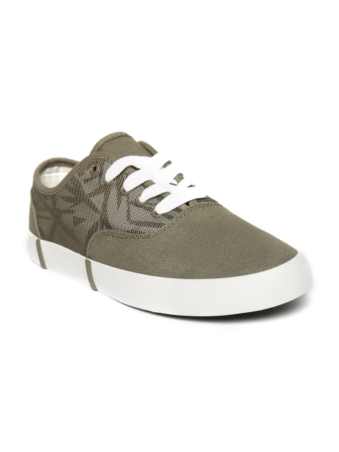 

United Colors of Benetton Men Olive Green Printed Sneakers